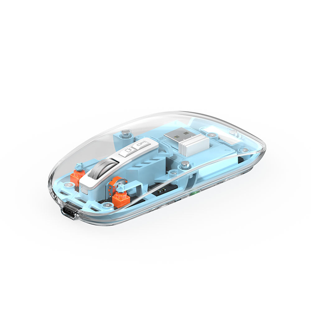 Wiwu WM105 Crystal RGB Led Işıklandırmalı Şeffaf Tasarım Mouse Gri