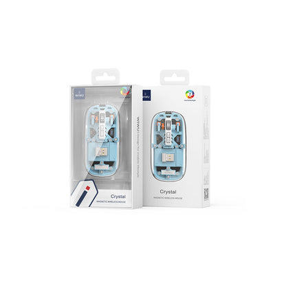 Wiwu WM105 Crystal RGB Led Işıklandırmalı Şeffaf Tasarım Mouse Mavi