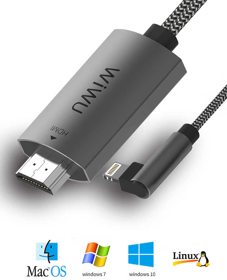 Wiwu X7 iPhone Phone To TV HDMI Cable Gray
