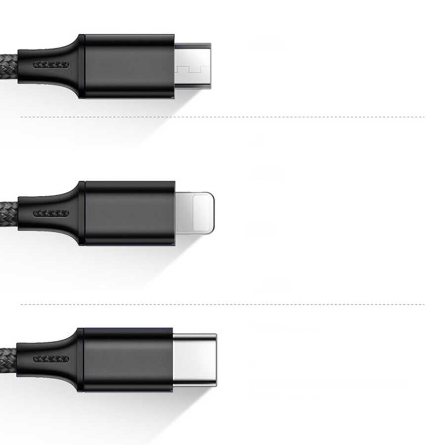 Wiwu YZ108 3 in 1 USB Cable Black