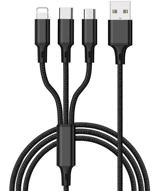 Wiwu YZ108 3 in 1 USB Cable Black