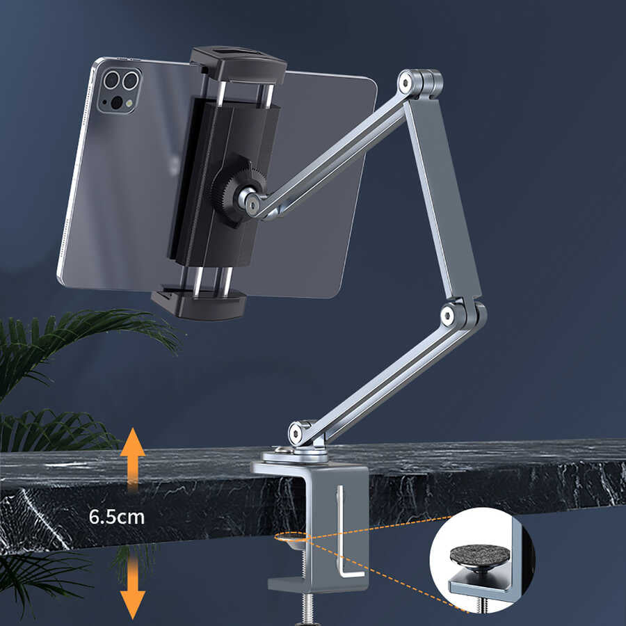 Wiwu ZM310 Adjustable Pivoting Head Desk Tablet and Phone Holder Gray 