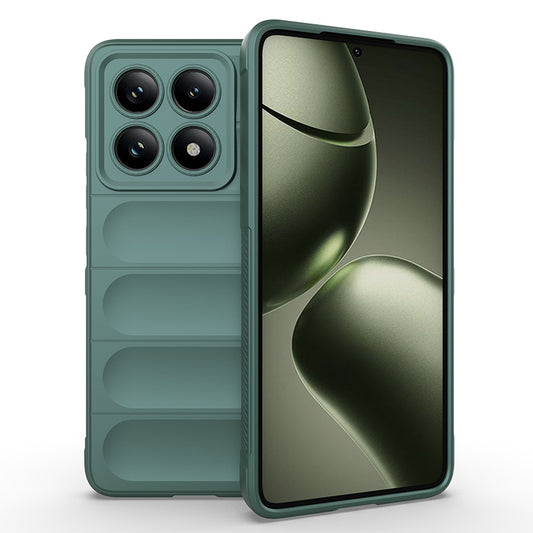 Xiaomi 14T Kılıf Esnek TPU Oyuklu Arka Yüzey Tasarımlı Zore Etnik Silikon Kapak Koyu Yeşil