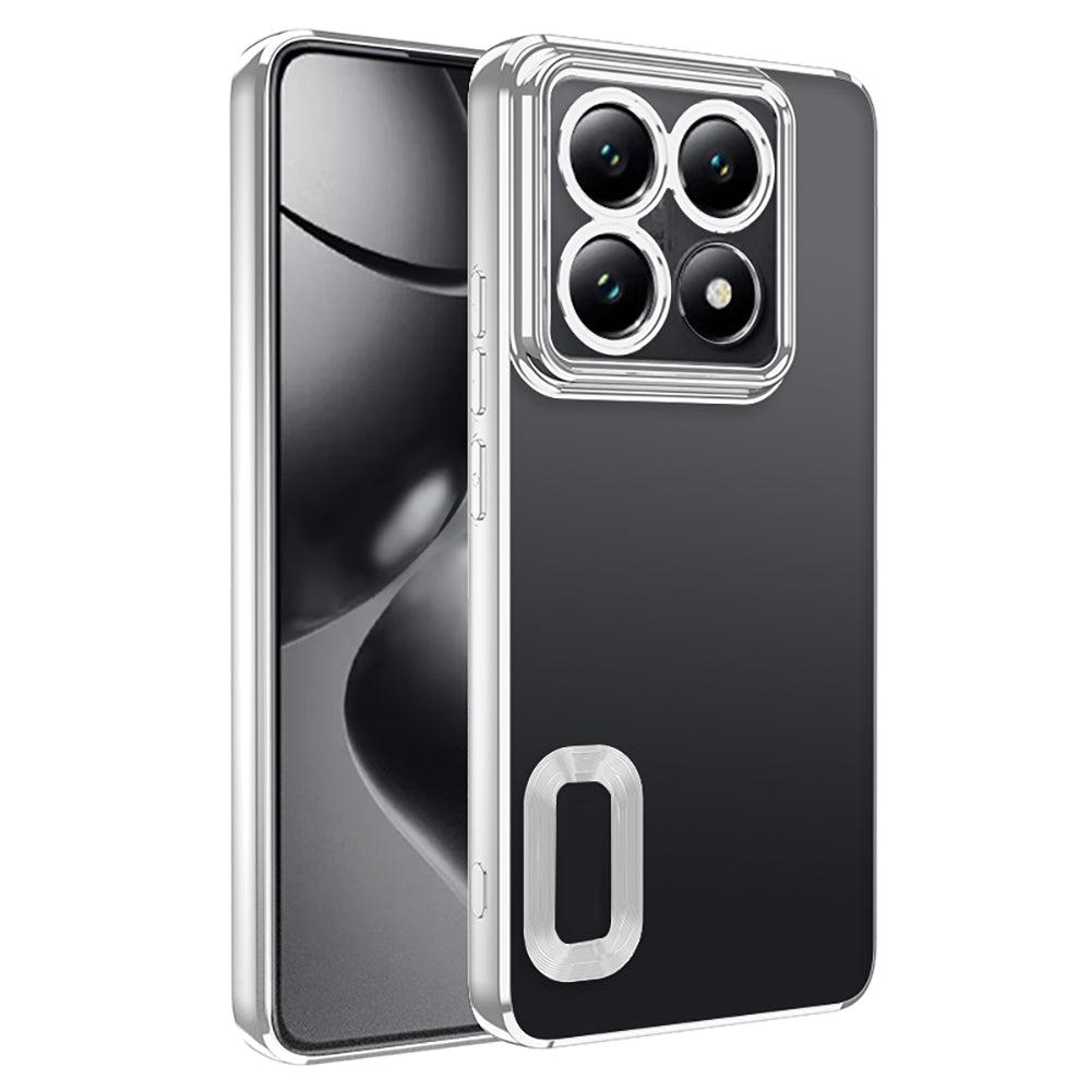 Xiaomi 14T Pro Kılıf Kamera Korumalı Logo Gösteren Zore Omega Kapak Gümüş