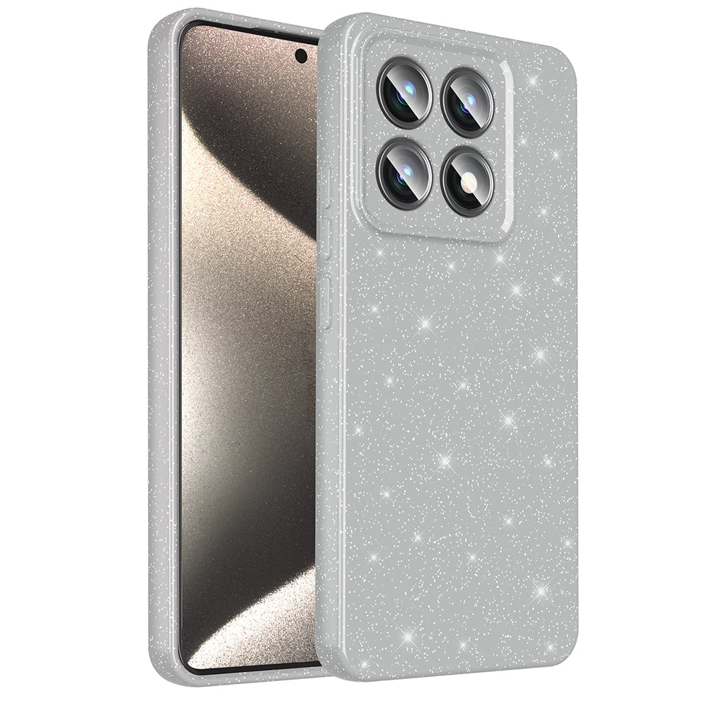 Xiaomi 14T Pro Case Camera Protection Glitter Luxury Zore Cotton Cover Silver 