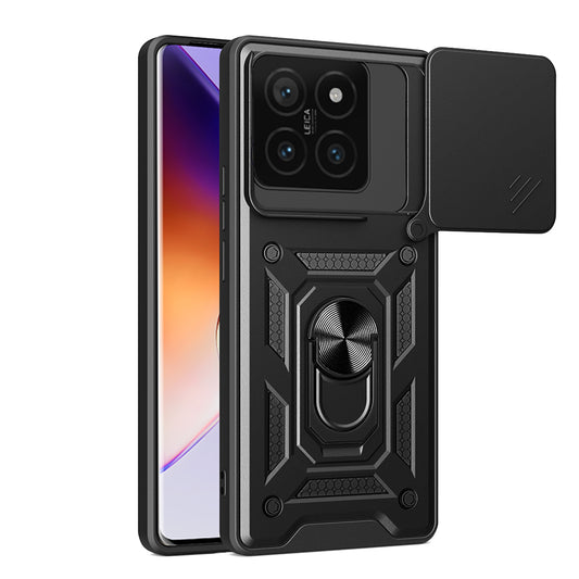 Xiaomi 14T Pro Kılıf Magnetik Standlı Kamera Korumalı Zore Sürgülü Vega Kapak Siyah