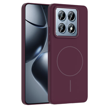 Xiaomi 14T Pro Kılıf M-safe Şarj Özellikli Zore Ruby Sert Kapak Mürdüm