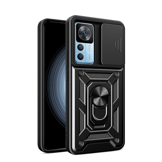 Xiaomi Mi 12T Case Magnetic Stand Camera Protection Zore Sliding Vega Cover Black