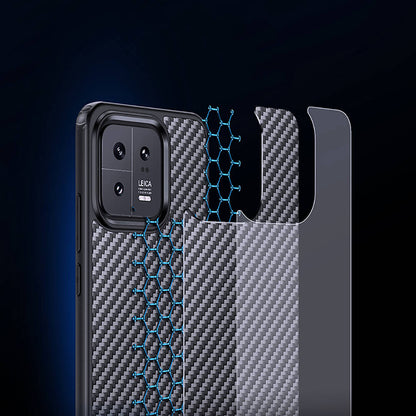 Xiaomi Mi 13 Kılıf Aramid Karbon Fiber M-safe Özellikli Wlons Radison Kapak Siyah