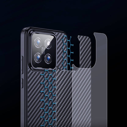 Xiaomi Mi 14 Kılıf Aramid Karbon Fiber M-safe Özellikli Wlons Radison Kapak Siyah