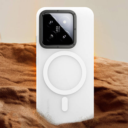 Xiaomi Mi 14 Kılıf M-safe Şarj Özellikli Youngkit Hidden Sand Serisi Kapak Beyaz