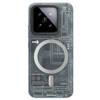 Xiaomi Mi 14 Kılıf M-safe Şarj Özellikli YoungKit Technology Serisi Kapak Siyah