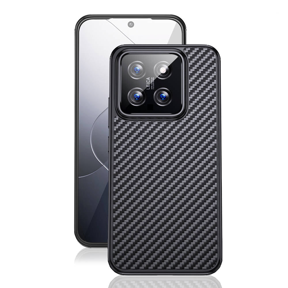 Xiaomi Mi 14 Pro Kılıf Aramid Karbon Fiber M-safe Özellikli Wlons Radison Kapak Siyah
