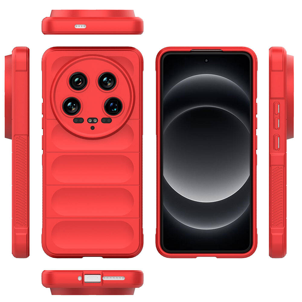Xiaomi Mi 14 Ultra Kılıf Esnek TPU Oyuklu Arka Yüzey Tasarımlı Zore Etnik Silikon Kapak Koyu Yeşil