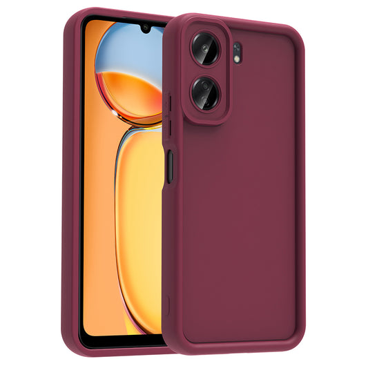Xiaomi Poco C65 Kılıf Kamera Korumalı Zore Ananas Kapak Mürdüm