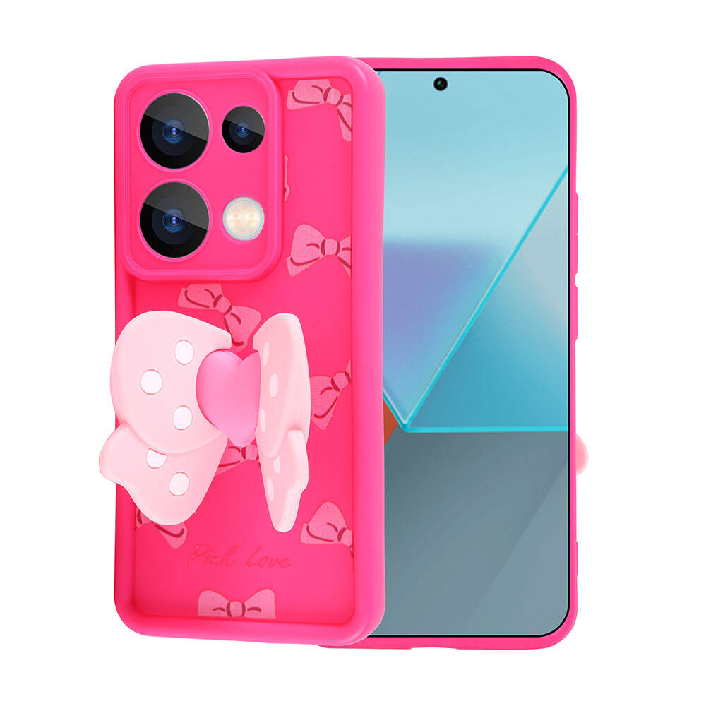 Xiaomi Poco M6 Pro 4G Kılıf Kamera Korumalı Figür Tasarımlı Zore Kapya Kapak Pembe Koyu