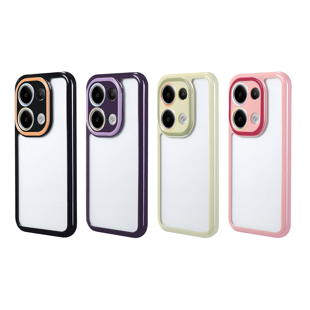 Xiaomi Poco M6 Pro 4G Kılıf Kamera Korumalı Renkli Kenar ve Çerçeve Tasarımlı Zore Vitamin Kapak Siyah