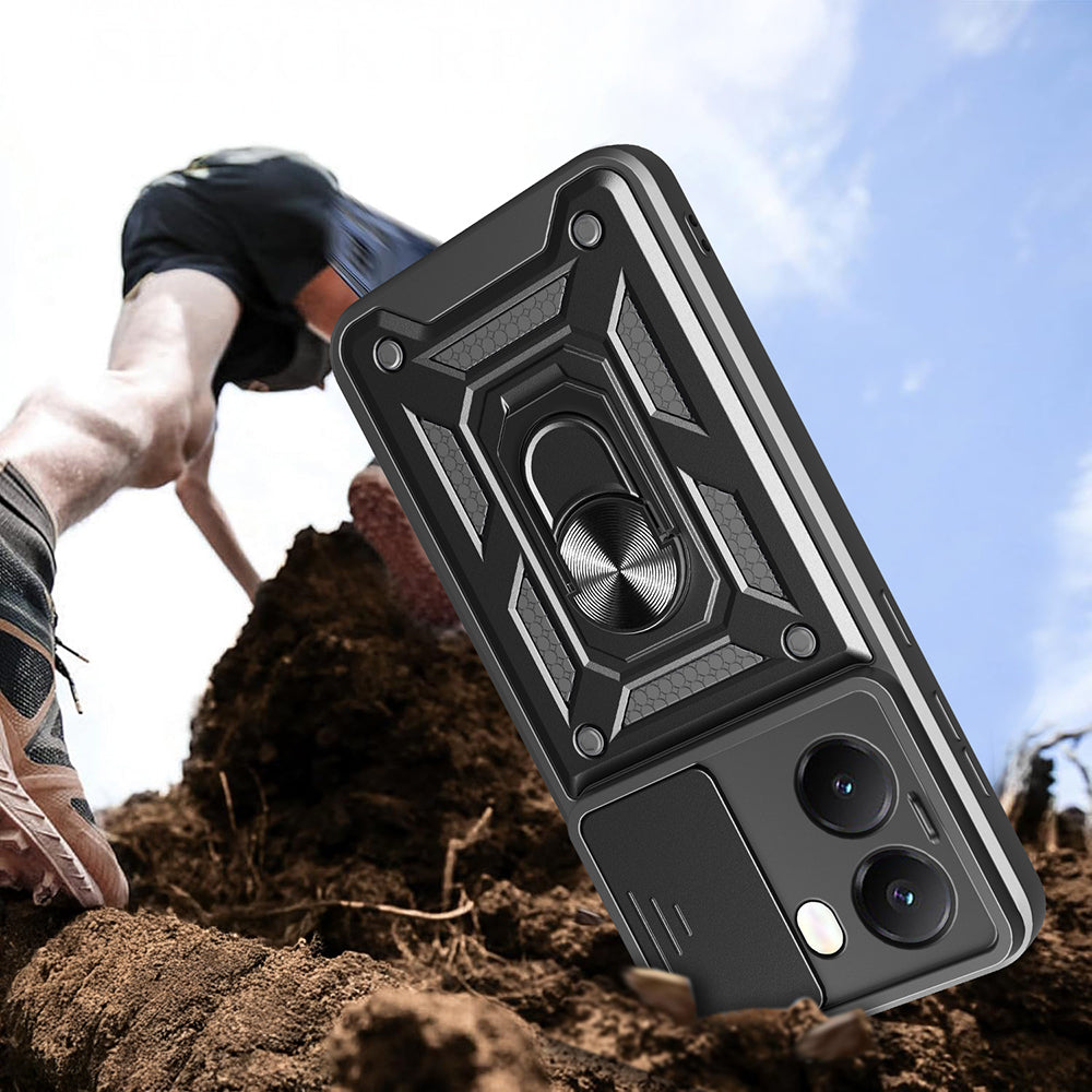 Xiaomi Poco X7 Pro Case Magnetic Stand Camera Protection Zore Sliding Vega Cover Black