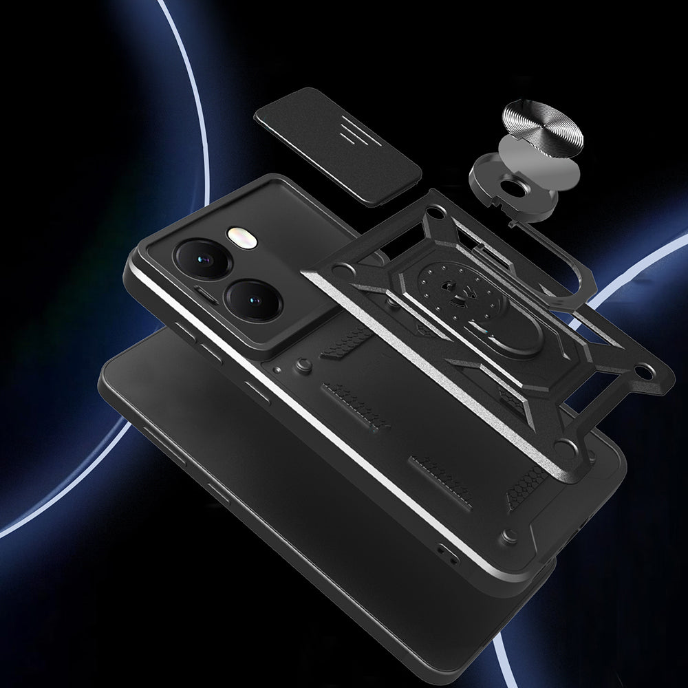 Xiaomi Poco X7 Pro Case Magnetic Stand Camera Protection Zore Sliding Vega Cover Black