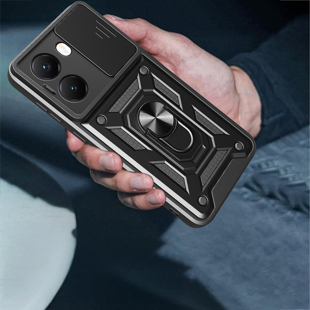 Xiaomi Poco X7 Pro Case Magnetic Stand Camera Protection Zore Sliding Vega Cover Black