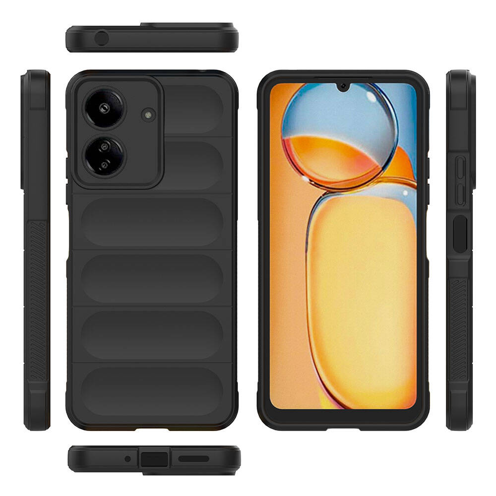 Xiaomi Redmi 13C Kılıf Esnek TPU Oyuklu Arka Yüzey Tasarımlı Zore Etnik Silikon Kapak Koyu Yeşil