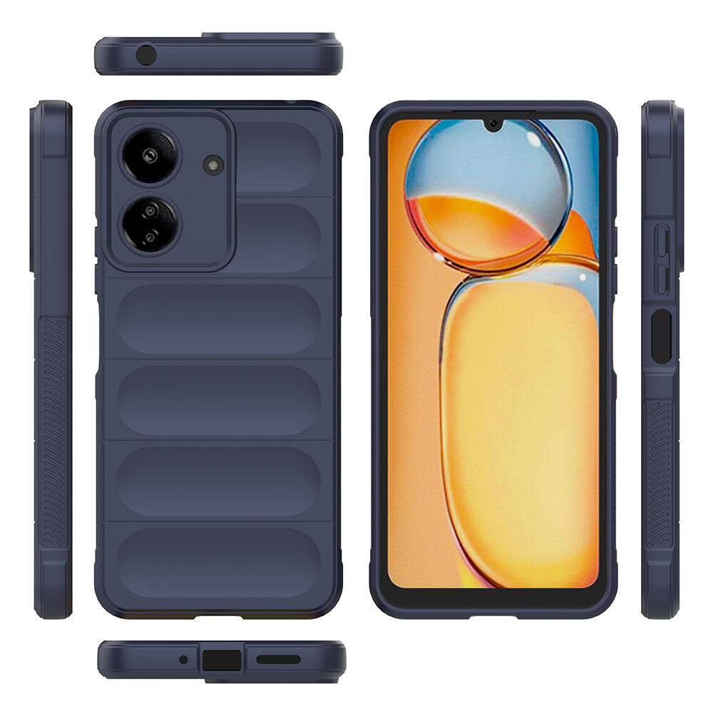 Xiaomi Redmi 13C Kılıf Esnek TPU Oyuklu Arka Yüzey Tasarımlı Zore Etnik Silikon Kapak Koyu Yeşil