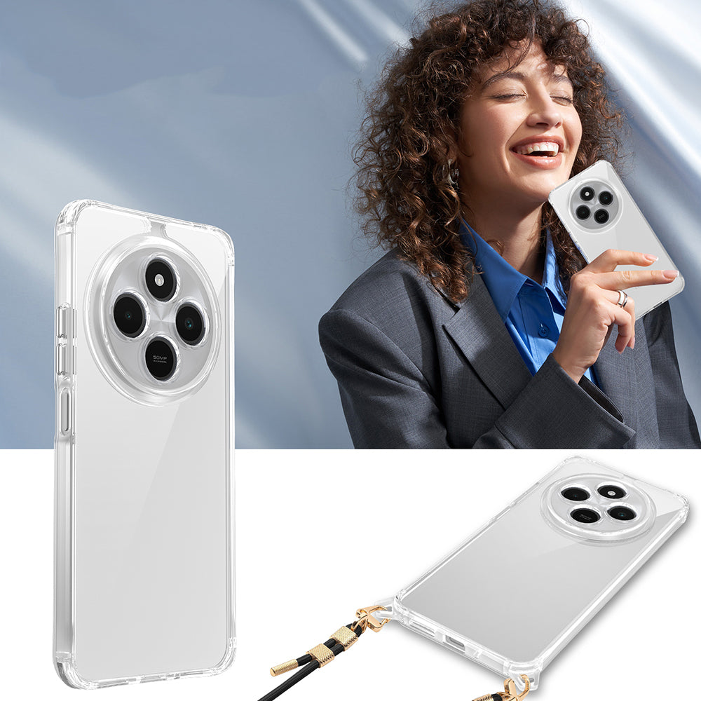Xiaomi Redmi 14C 4G Case Airbag Detachable Strap Zore Snap Silicone Cover Transparent
