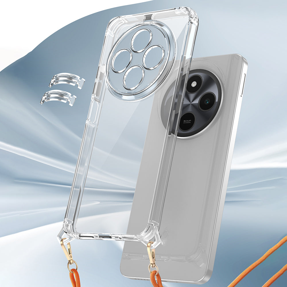 Xiaomi Redmi 14C 4G Case Airbag Detachable Strap Zore Snap Silicone Cover Transparent