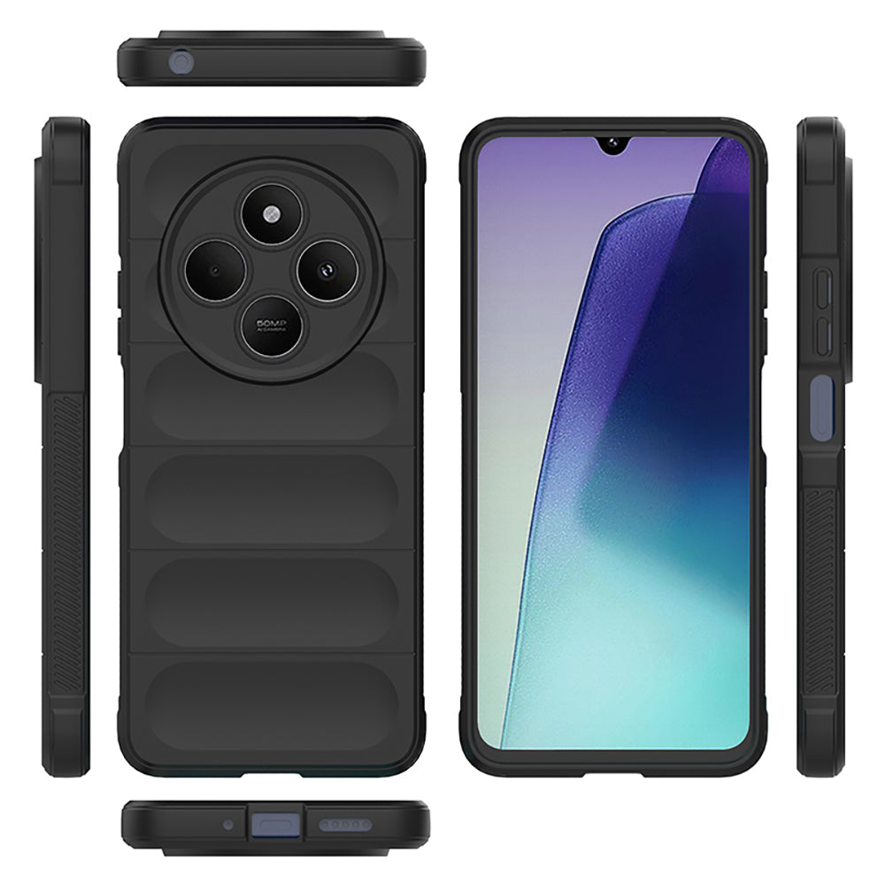 Xiaomi Redmi 14C 4G Kılıf Esnek TPU Oyuklu Arka Yüzey Tasarımlı Zore Etnik Silikon Kapak Koyu Yeşil