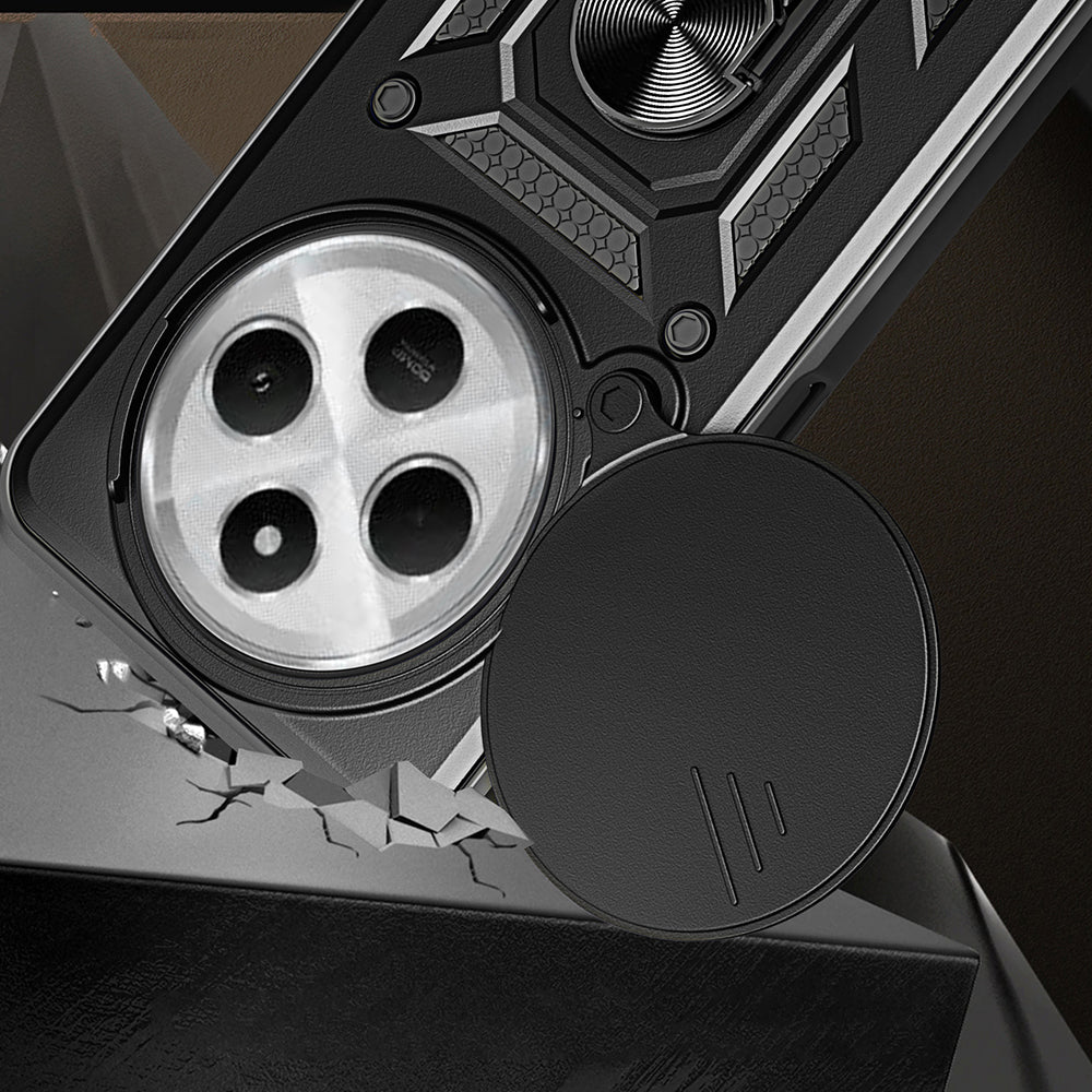 Xiaomi Redmi 14C 4G Kılıf Magnetik Standlı Kamera Korumalı Zore Sürgülü Vega Kapak Mavi