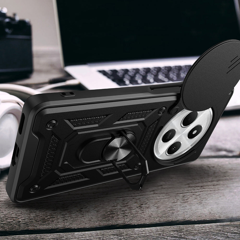 Xiaomi Redmi 14C 4G Kılıf Magnetik Standlı Kamera Korumalı Zore Sürgülü Vega Kapak Mavi