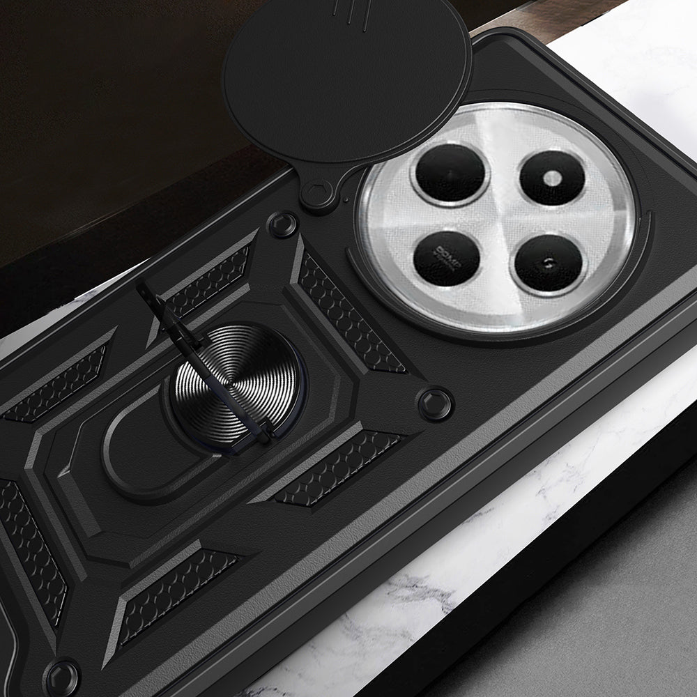 Xiaomi Redmi 14C 4G Kılıf Magnetik Standlı Kamera Korumalı Zore Sürgülü Vega Kapak Mavi