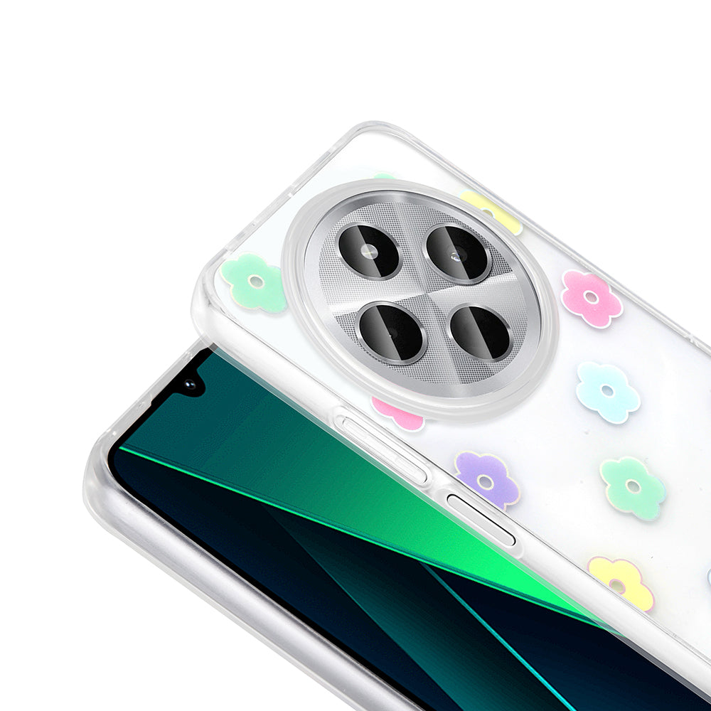 Xiaomi Redmi 14C 4G Kılıf Şeffaf Figürlü Zore Folk Sert Kapak Çilek