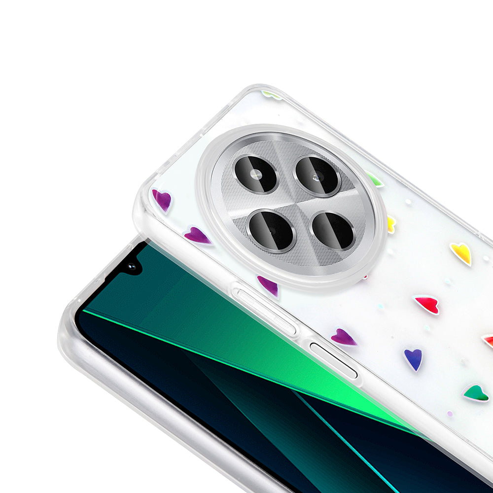 Xiaomi Redmi 14C 4G Kılıf Şeffaf Figürlü Zore Folk Sert Kapak Çilek