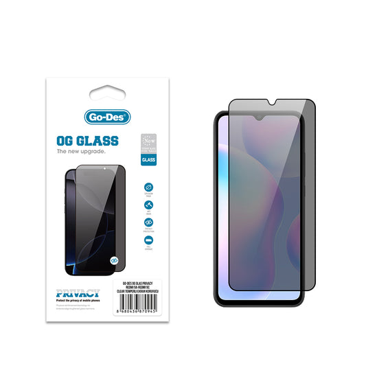 Xiaomi Redmi 9C Go Des OG Glass Privacy Antistatic Tempered Glass Screen Protector Black 