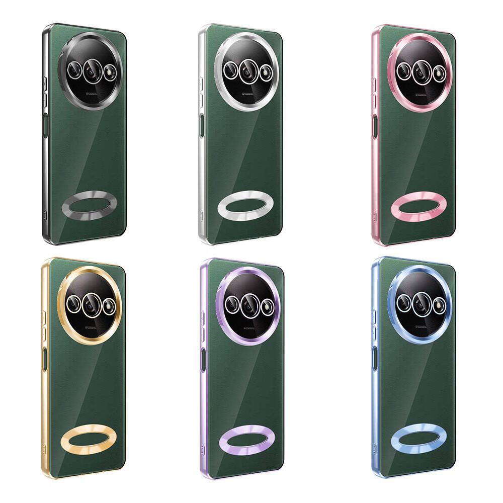 Xiaomi Redmi A3 4G 2024 Kılıf Kamera Korumalı Logo Gösteren Zore Omega Kapak Rose Gold