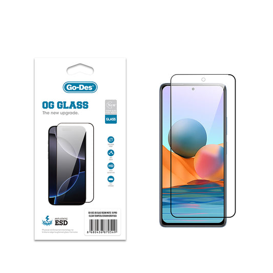 Xiaomi Redmi Note 10 Pro Go Des OG Glass Antistatic Tempered Glass Screen Protector Transparent