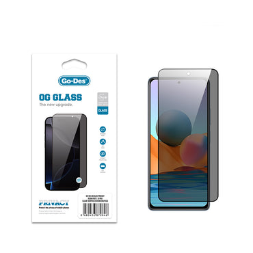 Xiaomi Redmi Note 10 Pro Go Des OG Glass Privacy Antistatic Tempered Glass Screen Protector Black 