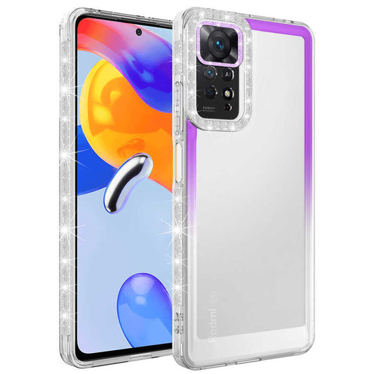 Xiaomi Redmi Note 11 Global Kılıf Simli ve Renk Geçiş Tasarımlı Lens Korumalı Zore Park Kapak