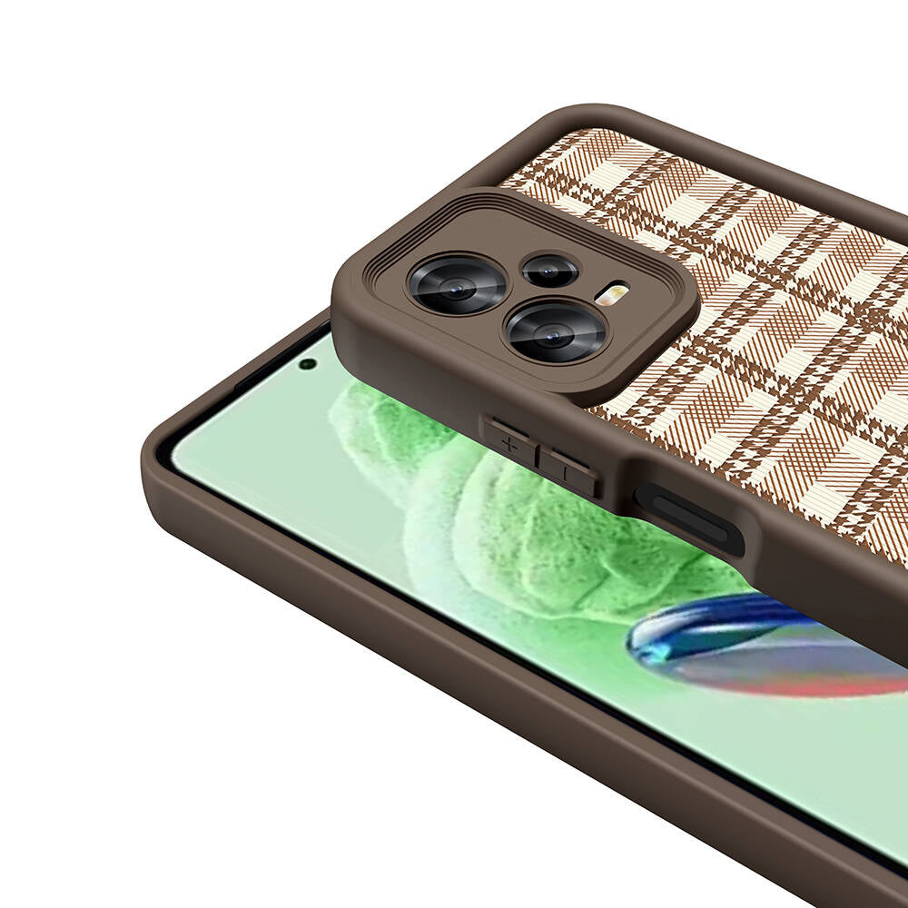 Xiaomi Redmi Note 12 5G Case Camera Protection Printed Back Surface Zore Classy Cover Light Brown 