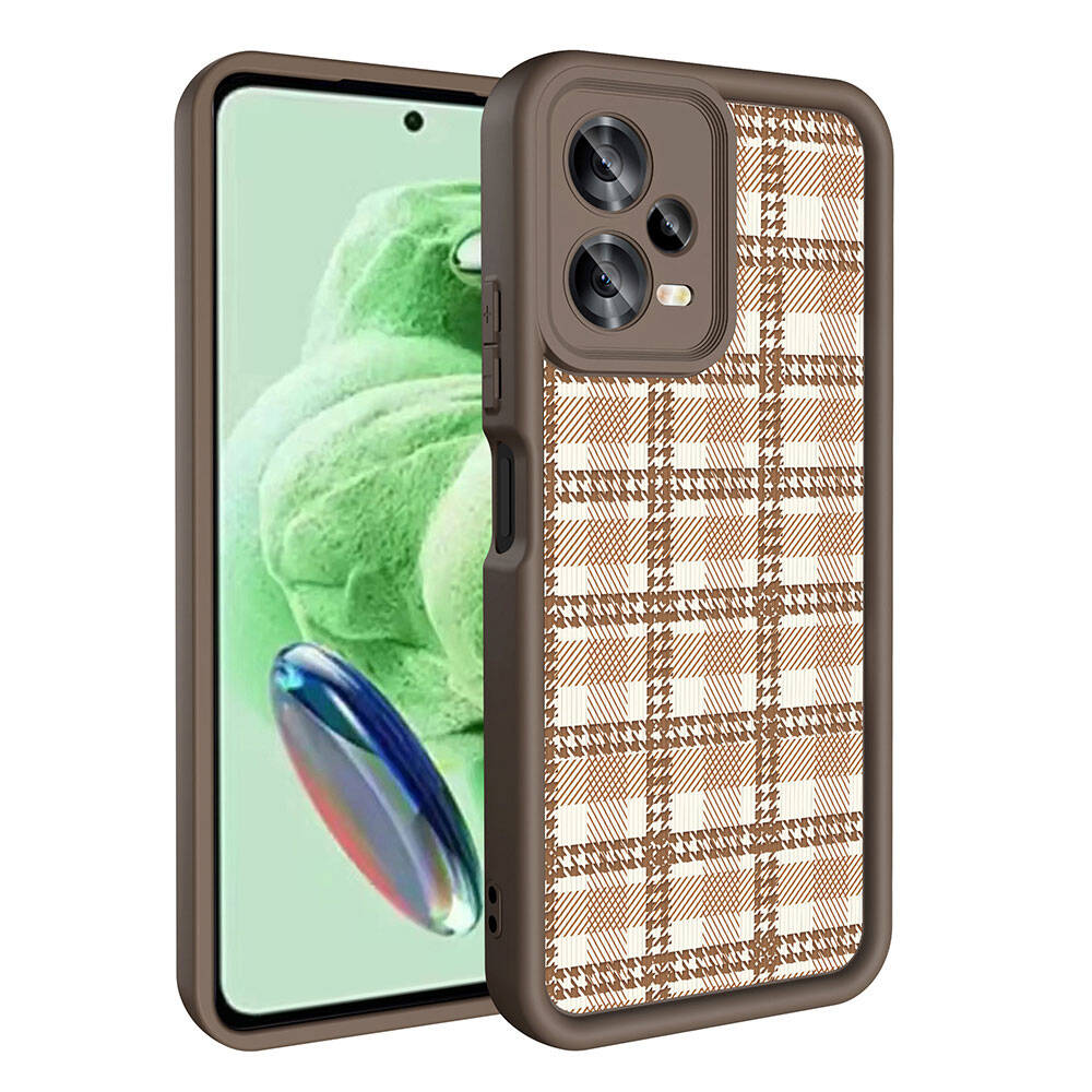 Xiaomi Redmi Note 12 5G Case Camera Protection Printed Back Surface Zore Classy Cover White 