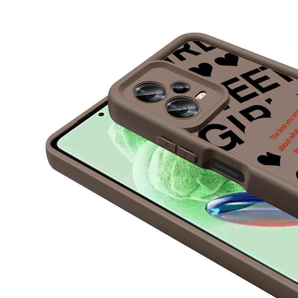 Xiaomi Redmi Note 12 5G Case Camera Protection Printed Back Surface Zore Classy Cover White 