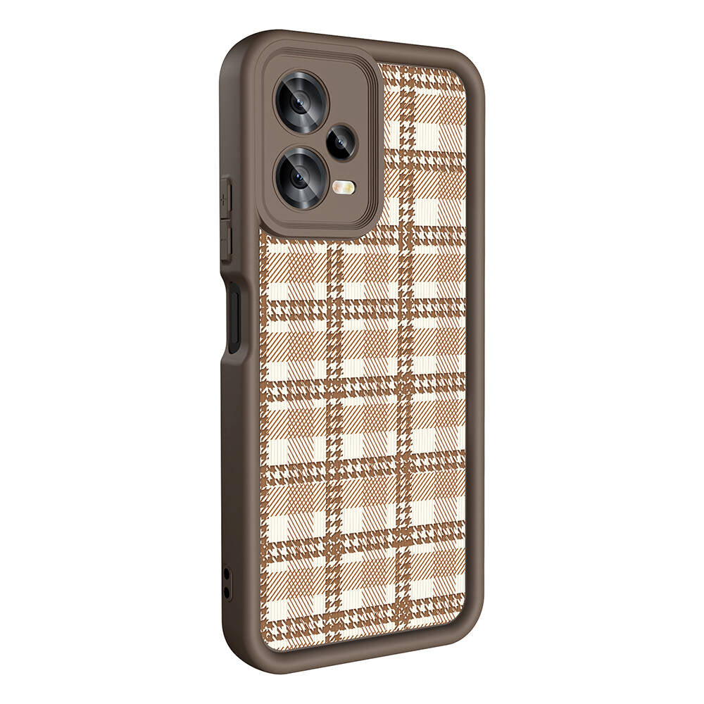 Xiaomi Redmi Note 12 5G Case Camera Protection Printed Back Surface Zore Classy Cover Light Brown 