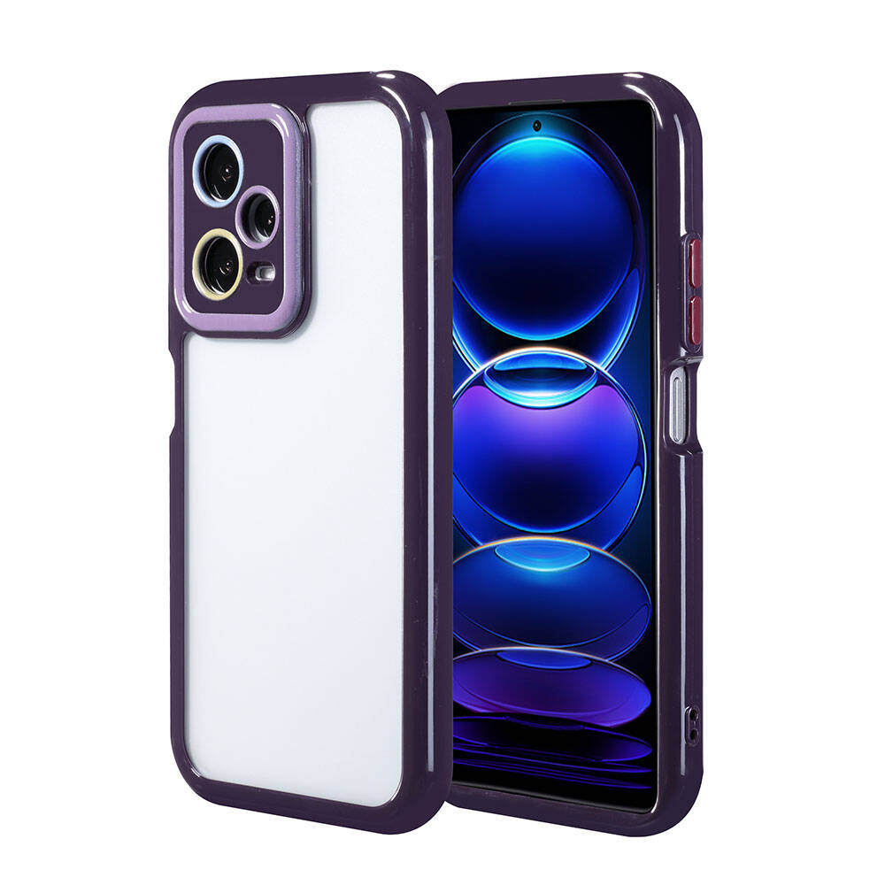 Xiaomi Redmi Note 12 Pro 5G Case Camera Protection Colorful Edge and Frame Design Zore Vitamin Cover Deep Purple 