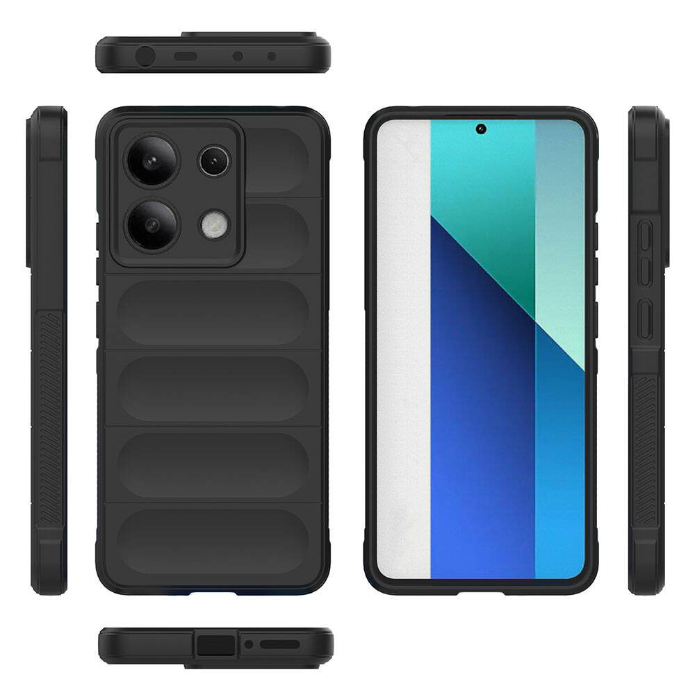 Xiaomi Redmi Note 13 4G Case Flexible TPU Hollow Back Surface Design Zore Ethnic Silicone Cover Navy Blue