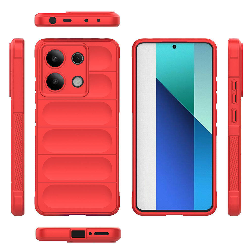 Xiaomi Redmi Note 13 4G Case Flexible TPU Hollow Back Surface Design Zore Ethnic Silicone Cover Red