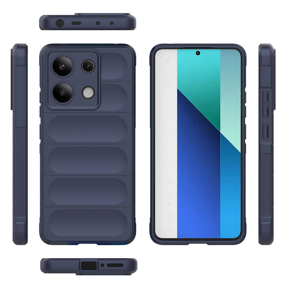 Xiaomi Redmi Note 13 4G Case Flexible TPU Hollow Back Surface Design Zore Ethnic Silicone Cover Navy Blue