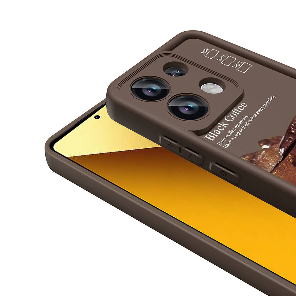 Xiaomi Redmi Note 13 4G Kılıf Kamera Korumalı Baskılı Arka Yüzey Zore Klas Kapak Koyu Kahve