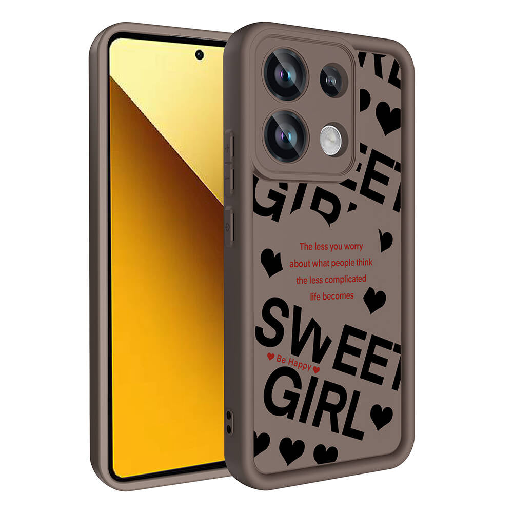 Xiaomi Redmi Note 13 4G Kılıf Kamera Korumalı Baskılı Arka Yüzey Zore Klas Kapak Beyaz