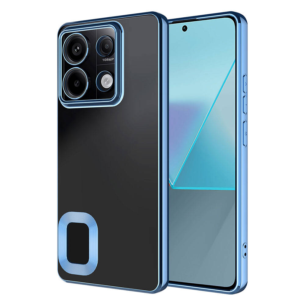 Xiaomi Redmi Note 13 4G Case Camera Protection Logo Showing Zore Omega Cover Sierra Blue 